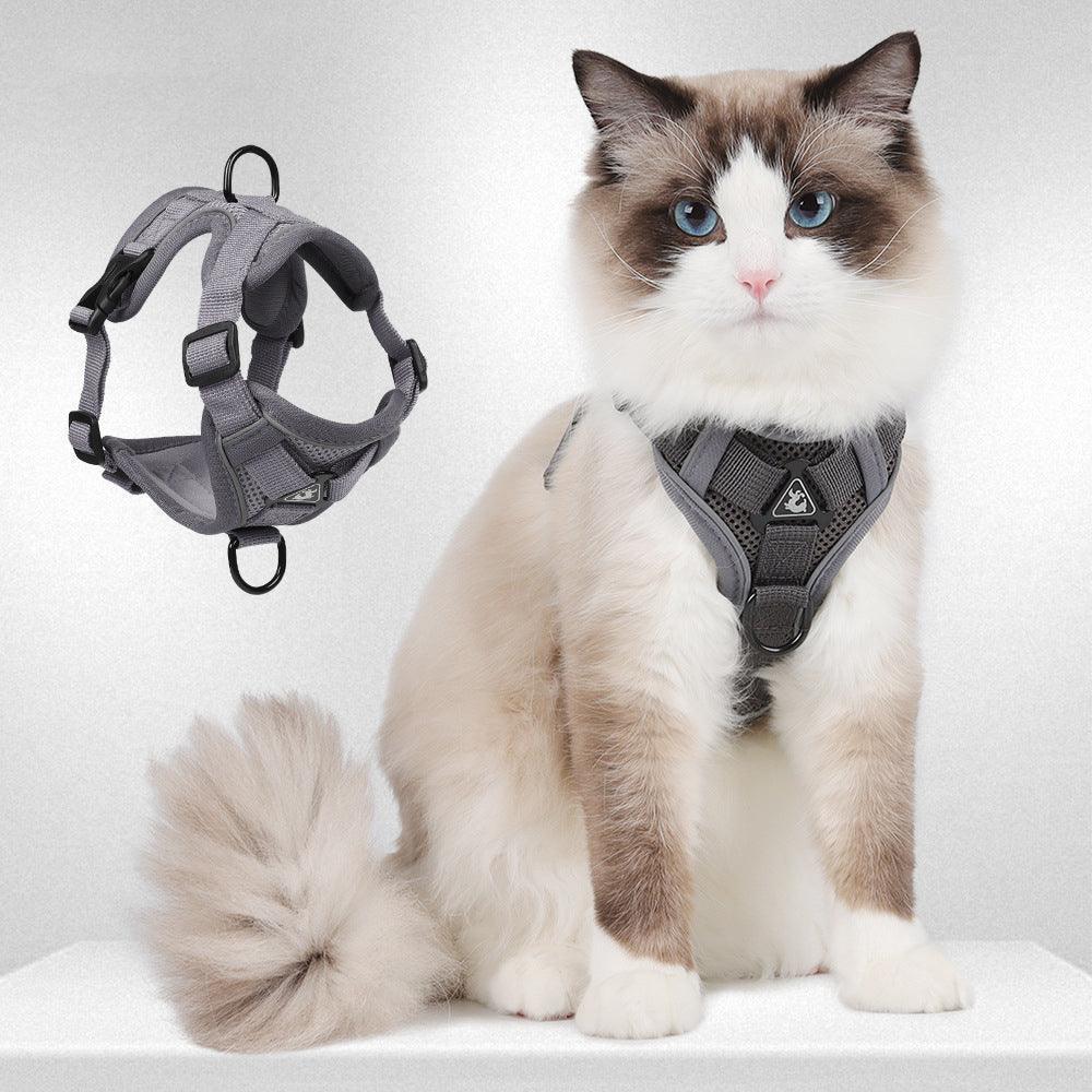 Reflective Adjustable Cat Harness Vest with Leash - iTalkPet