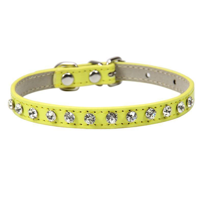 Rhinestone Cat Collar Cute Crystal Diamond Soft Suede PU Leather Puppy Collars - iTalkPet