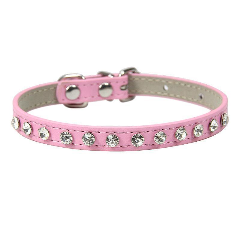 Rhinestone Cat Collar Cute Crystal Diamond Soft Suede PU Leather Puppy Collars - iTalkPet