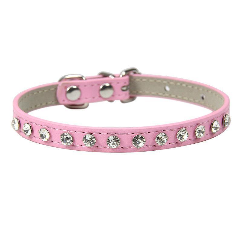 Rhinestone Cat Collar Cute Crystal Diamond Soft Suede PU Leather Puppy Collars - iTalkPet