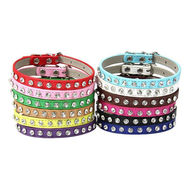 Rhinestone Cat Collar Cute Crystal Diamond Soft Suede PU Leather Puppy Collars - iTalkPet