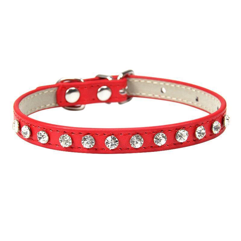 Rhinestone Cat Collar Cute Crystal Diamond Soft Suede PU Leather Puppy Collars - iTalkPet