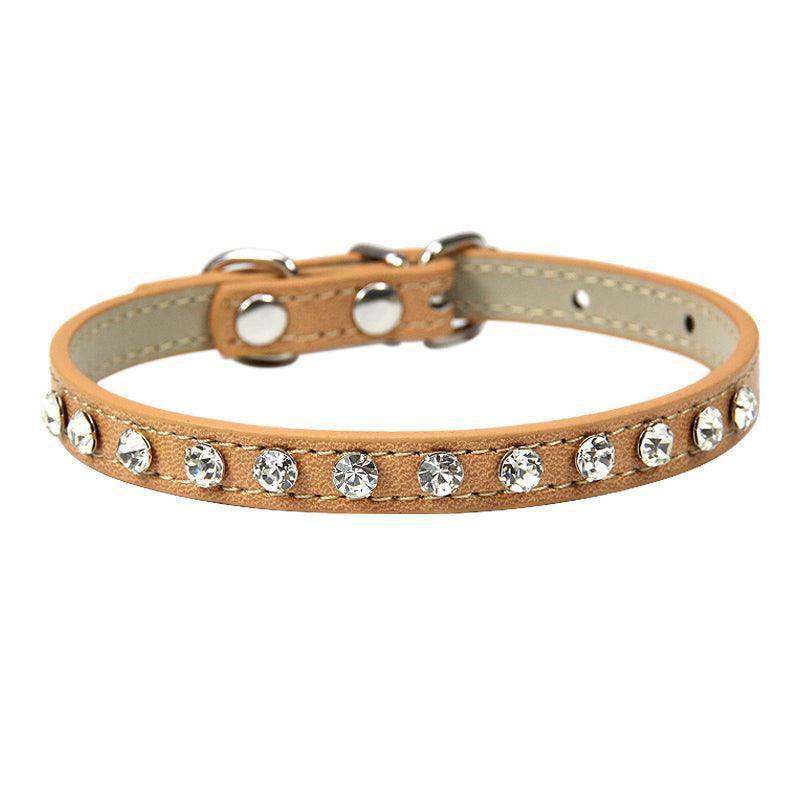 Rhinestone Cat Collar Cute Crystal Diamond Soft Suede PU Leather Puppy Collars - iTalkPet