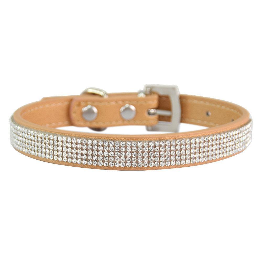 Rhinestone Dog Collar Cute Dazzling Sparkling Soft Suede Leather Crystal Diamond Puppy Collar - iTalkPet