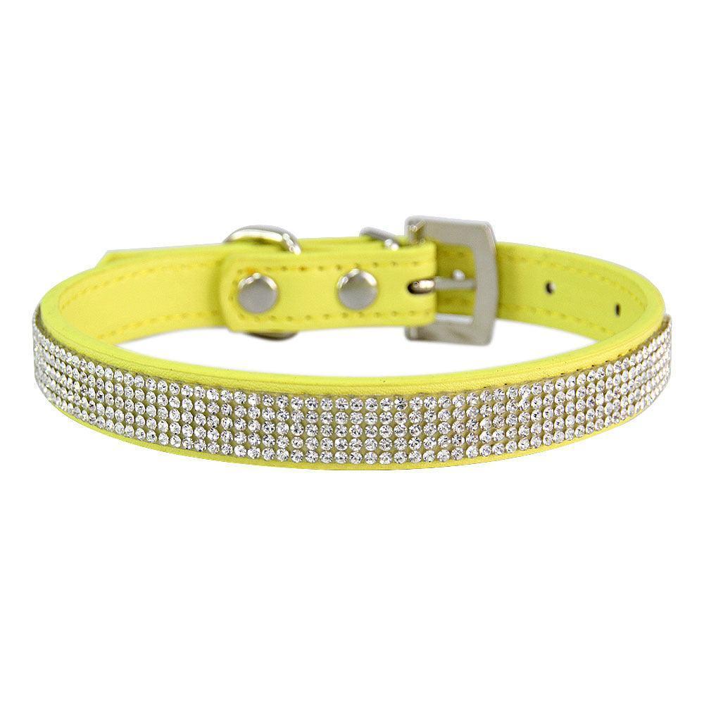 Rhinestone Dog Collar Cute Dazzling Sparkling Soft Suede Leather Crystal Diamond Puppy Collar - iTalkPet