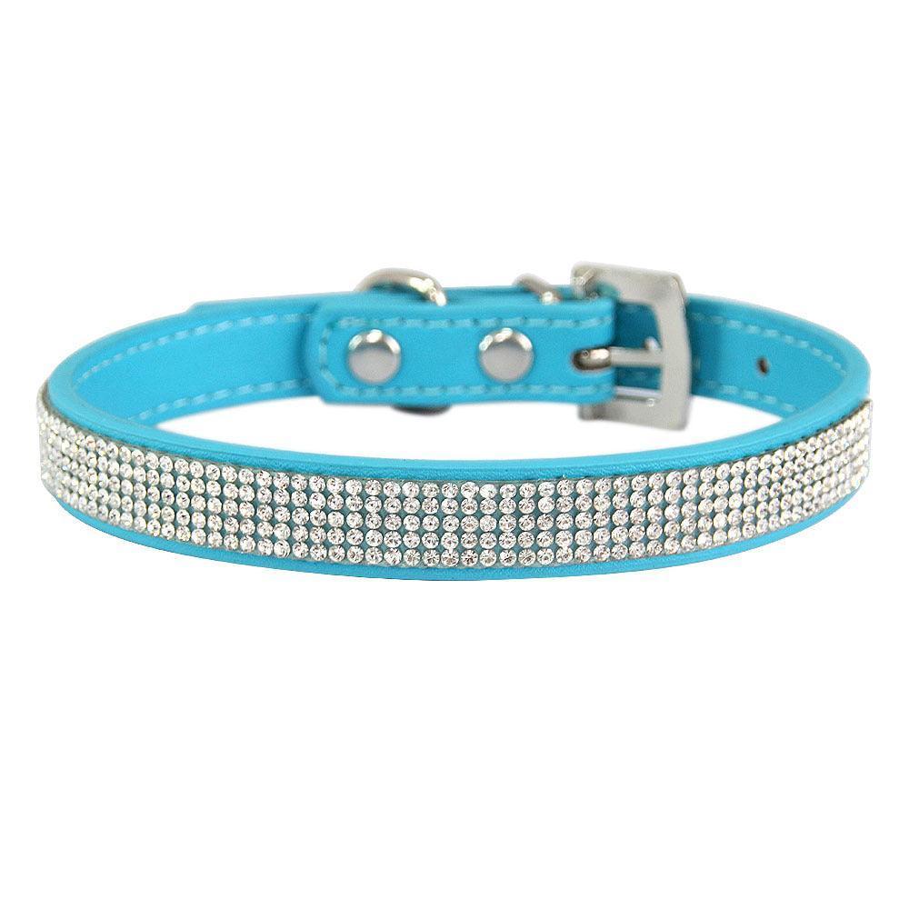 Rhinestone Dog Collar Cute Dazzling Sparkling Soft Suede Leather Crystal Diamond Puppy Collar - iTalkPet