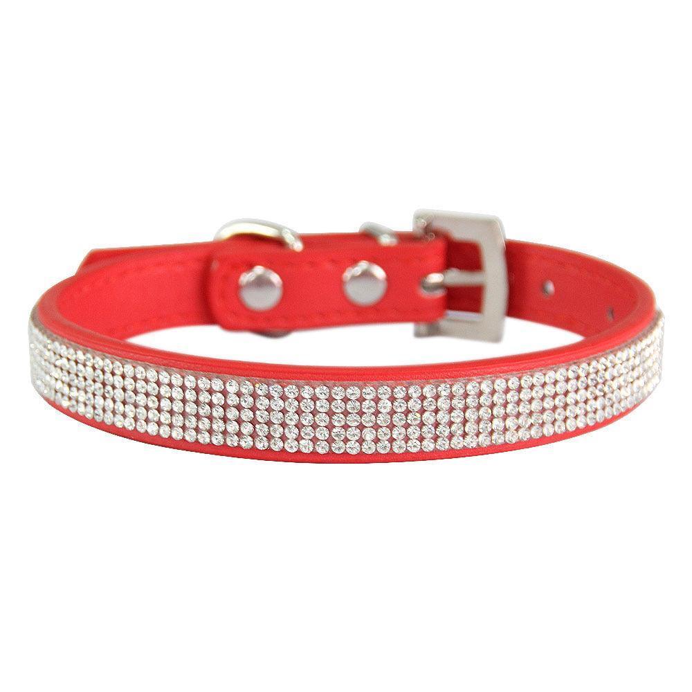 Rhinestone Dog Collar Cute Dazzling Sparkling Soft Suede Leather Crystal Diamond Puppy Collar - iTalkPet