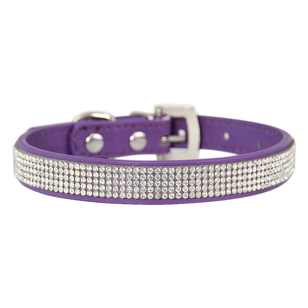 Rhinestone Dog Collar Cute Dazzling Sparkling Soft Suede Leather Crystal Diamond Puppy Collar - iTalkPet