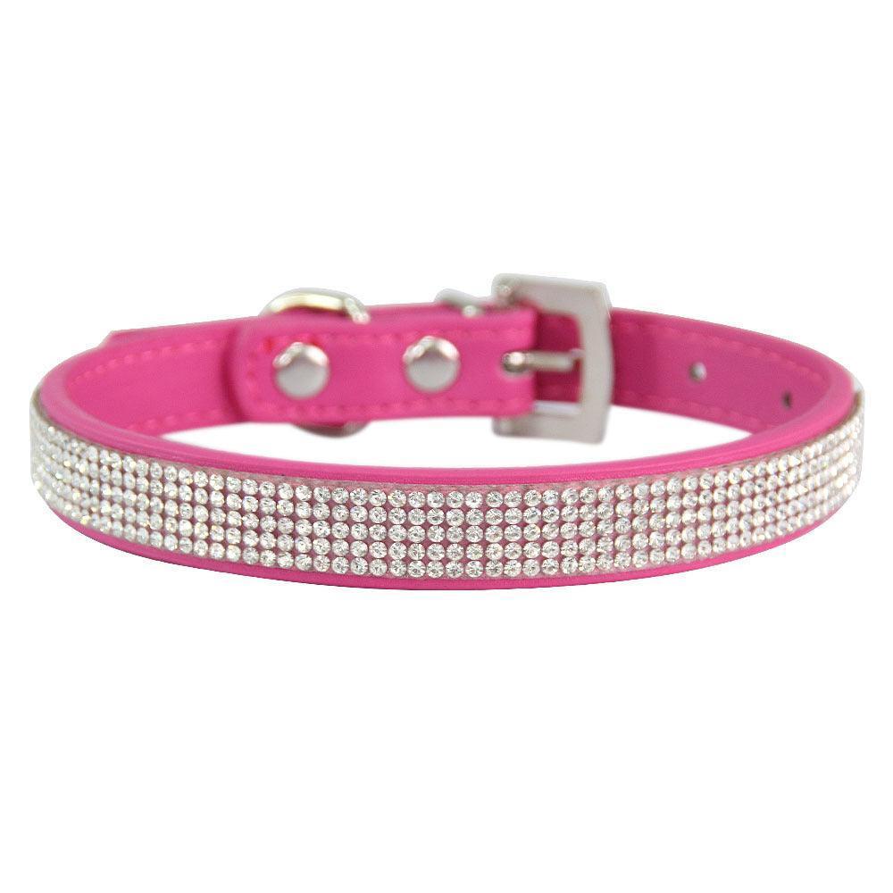 Rhinestone Dog Collar Cute Dazzling Sparkling Soft Suede Leather Crystal Diamond Puppy Collar - iTalkPet