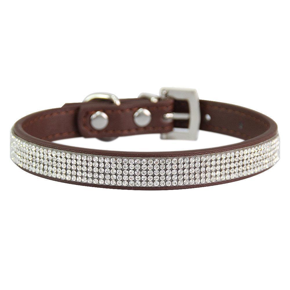 Rhinestone Dog Collar Cute Dazzling Sparkling Soft Suede Leather Crystal Diamond Puppy Collar - iTalkPet