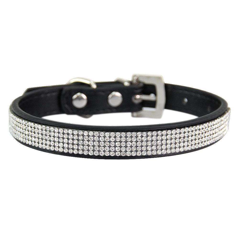 Rhinestone Dog Collar Cute Dazzling Sparkling Soft Suede Leather Crystal Diamond Puppy Collar - iTalkPet