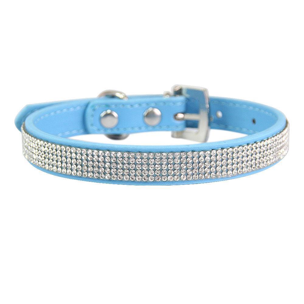 Rhinestone Dog Collar Cute Dazzling Sparkling Soft Suede Leather Crystal Diamond Puppy Collar - iTalkPet