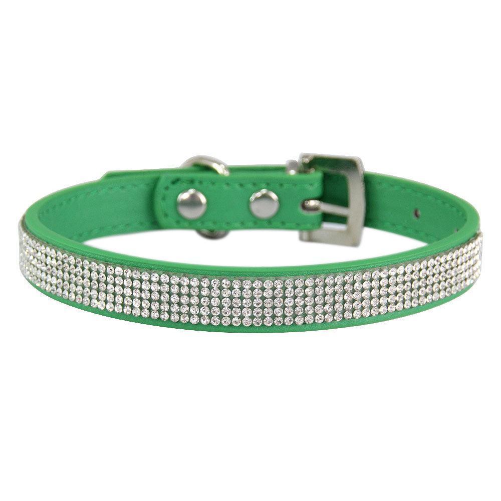 Rhinestone Dog Collar Cute Dazzling Sparkling Soft Suede Leather Crystal Diamond Puppy Collar - iTalkPet