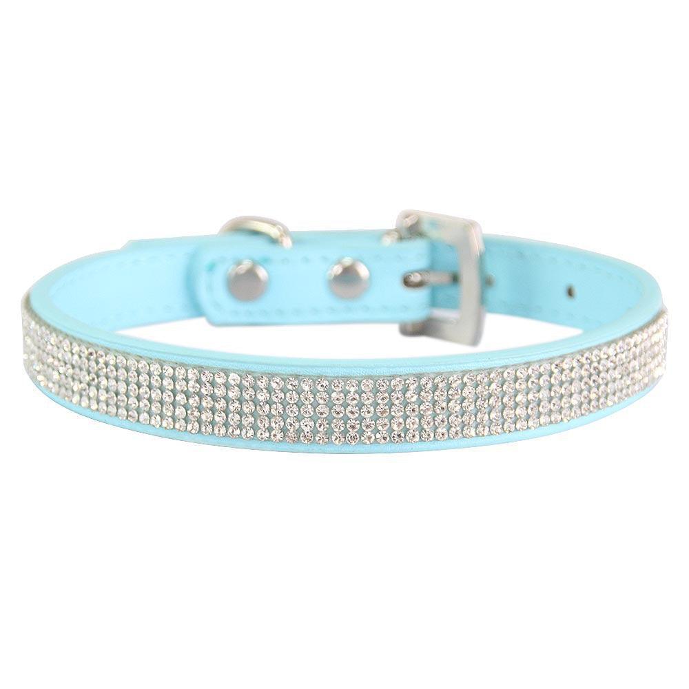 Rhinestone Dog Collar Cute Dazzling Sparkling Soft Suede Leather Crystal Diamond Puppy Collar - iTalkPet