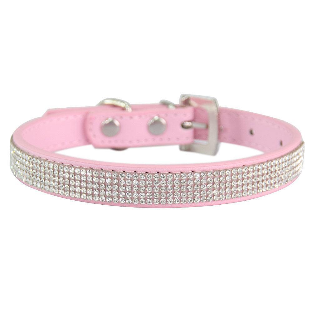 Rhinestone Dog Collar Cute Dazzling Sparkling Soft Suede Leather Crystal Diamond Puppy Collar - iTalkPet