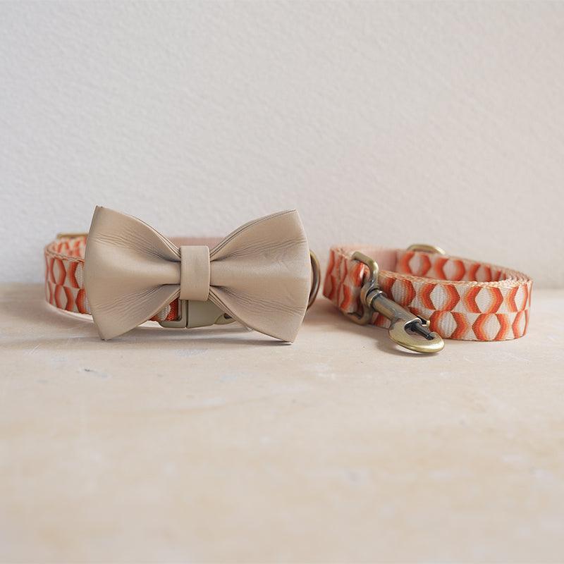 Rhombus Personalized Dog Collar with Leas & Bow tie Set - iTalkPet