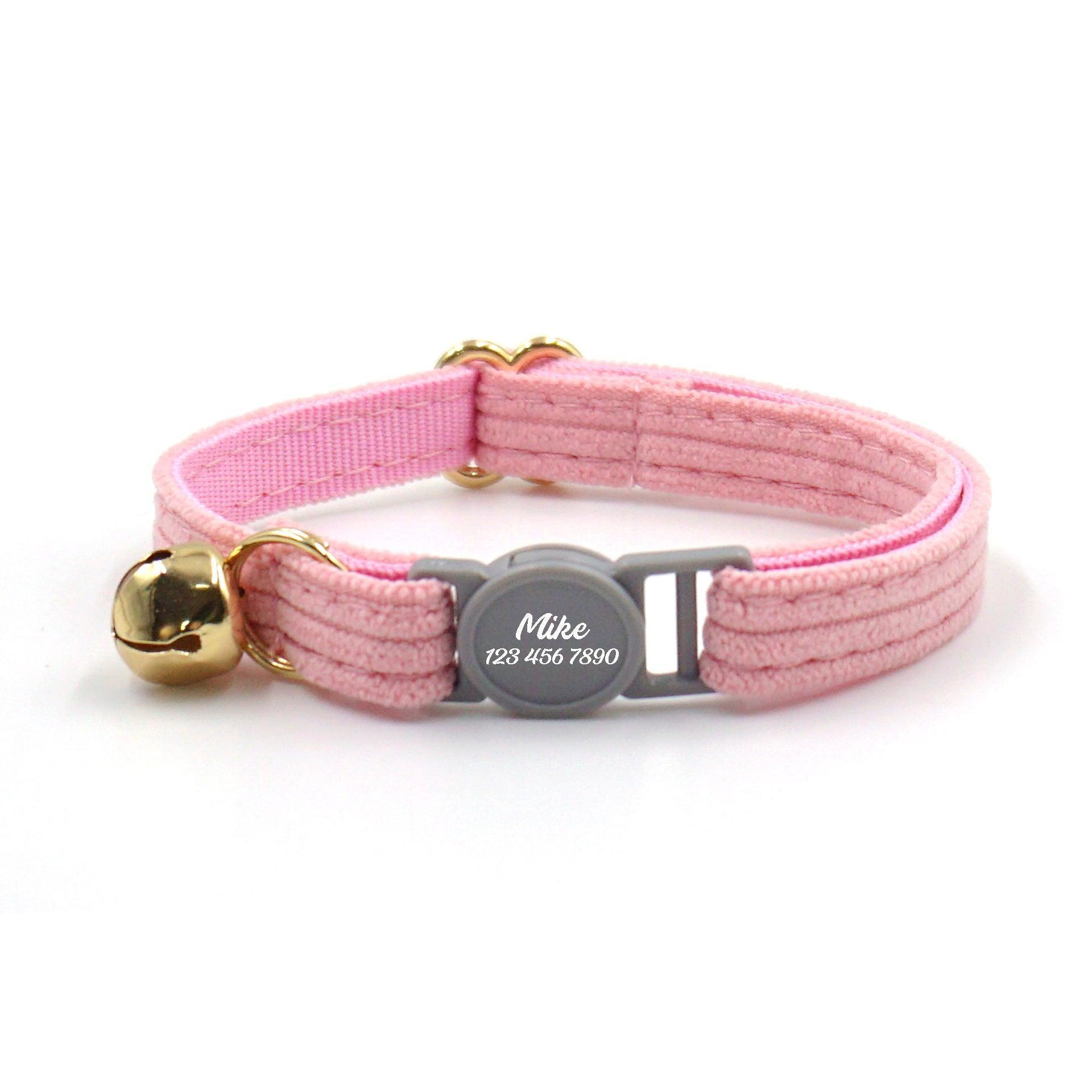 Safety Buckle Breakaway Velvet Personalized Cat Collar with Bell - iTalkPet