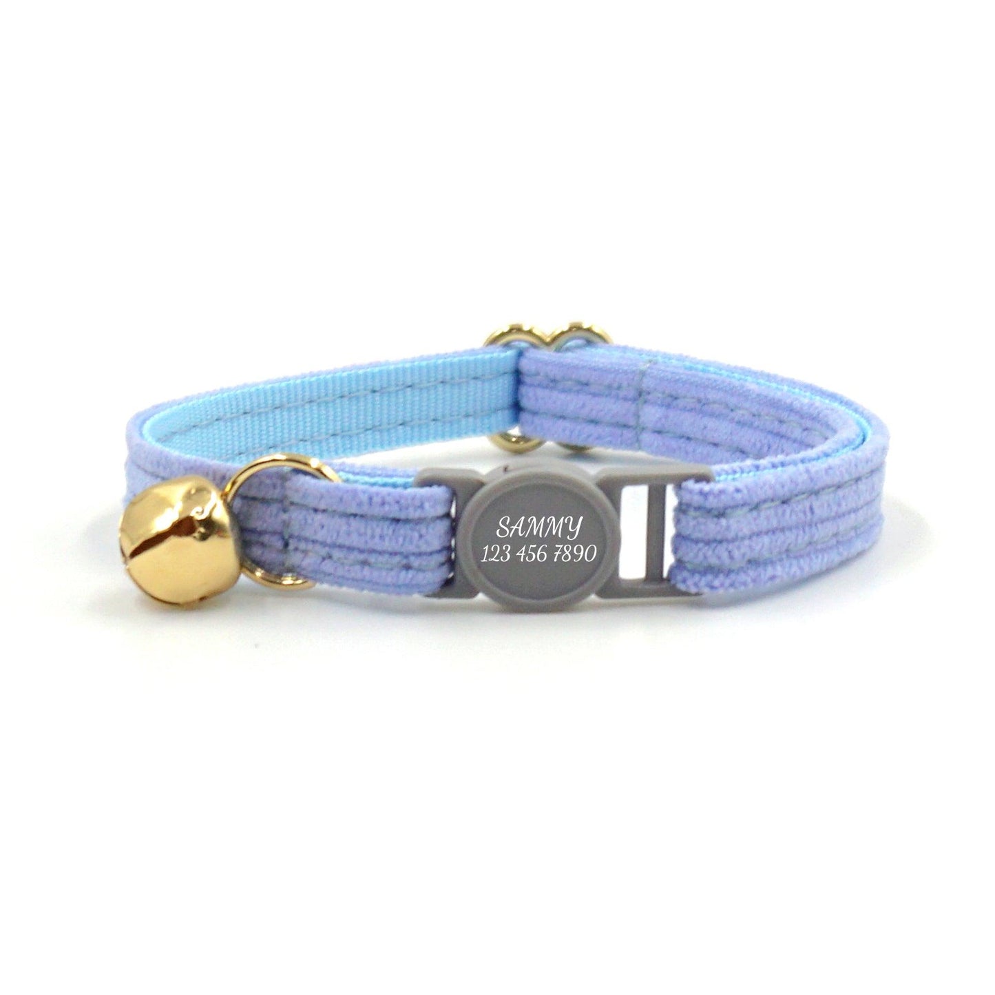 Safety Buckle Breakaway Velvet Personalized Cat Collar with Bell - iTalkPet