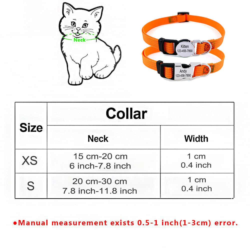 Personalized Nylon Cat Collar 2 Pack Set