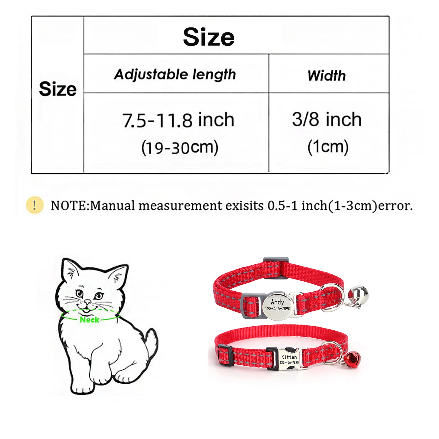 2 Pack Personalized Cat Collar with Bell