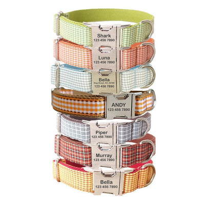 Small Grid Soft Personalized Dog Collar Set - iTalkPet