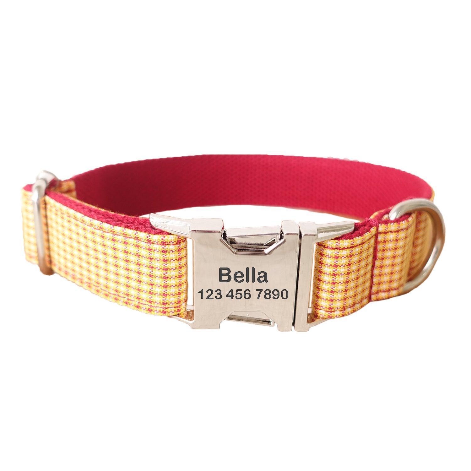 Small Grid Soft Personalized Dog Collar Set - iTalkPet