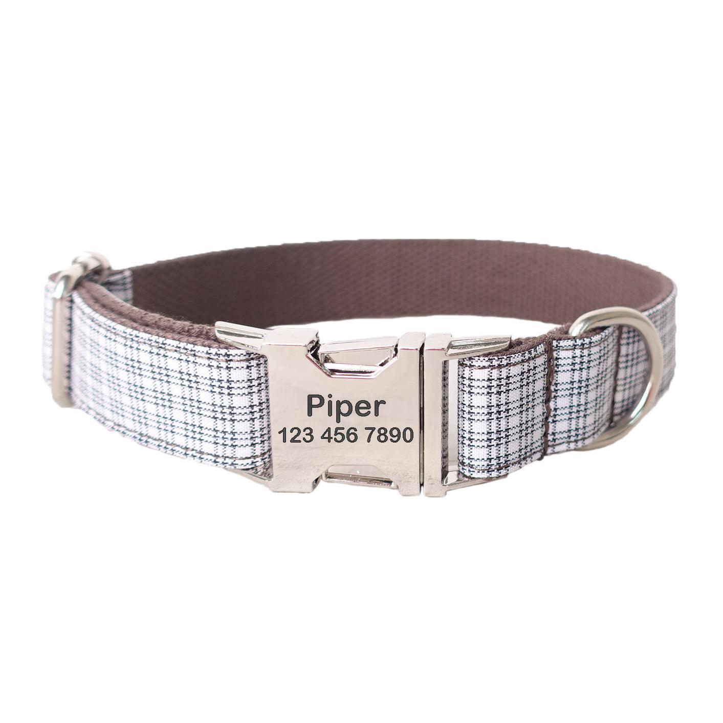 Small Grid Soft Personalized Dog Collar Set - iTalkPet