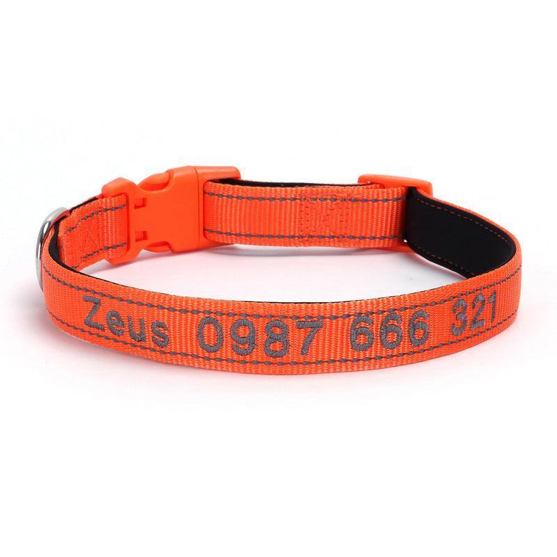 Soft Padded Reflective Personalized Dog Collar - Nylon Embroidered Pet Collar - iTalkPet