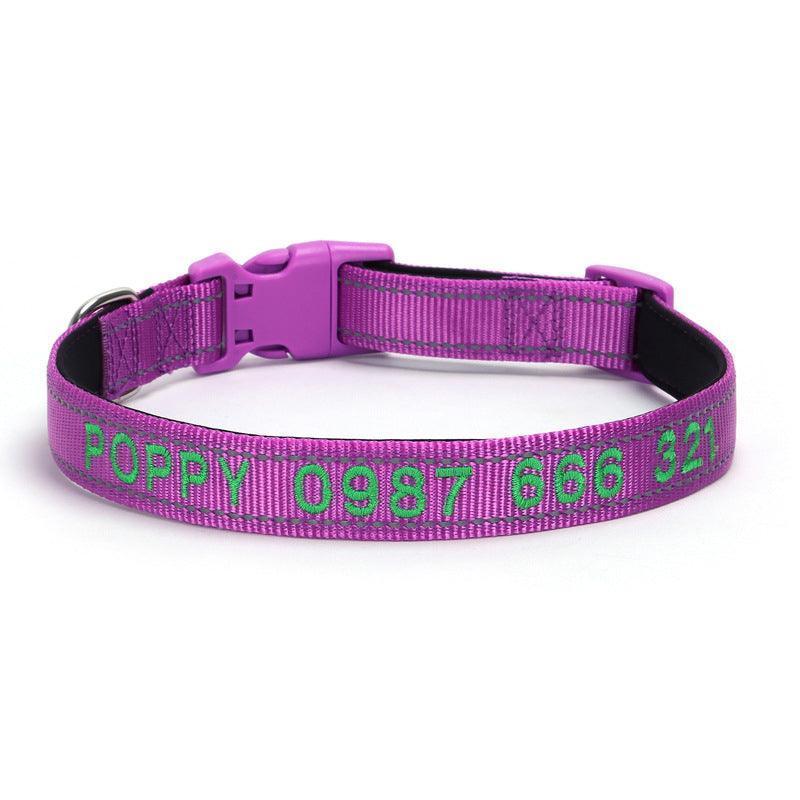 Soft Padded Reflective Personalized Dog Collar - Nylon Embroidered Pet Collar - iTalkPet