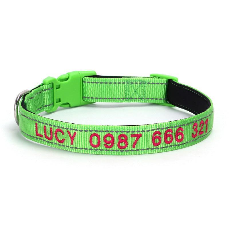 Soft Padded Reflective Personalized Dog Collar - Nylon Embroidered Pet Collar - iTalkPet