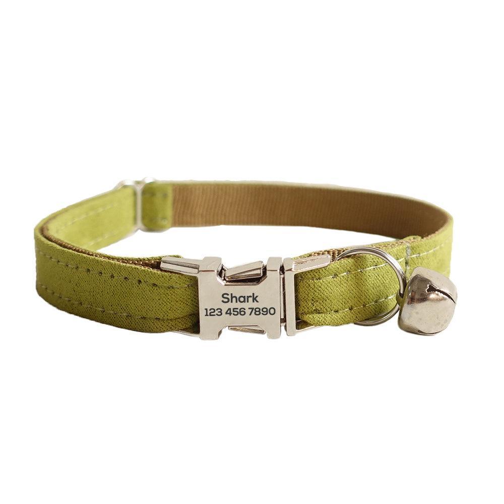 Solid Color Adjustable Personalized Cat Collar With Removable Bell & Bowtie - iTalkPet