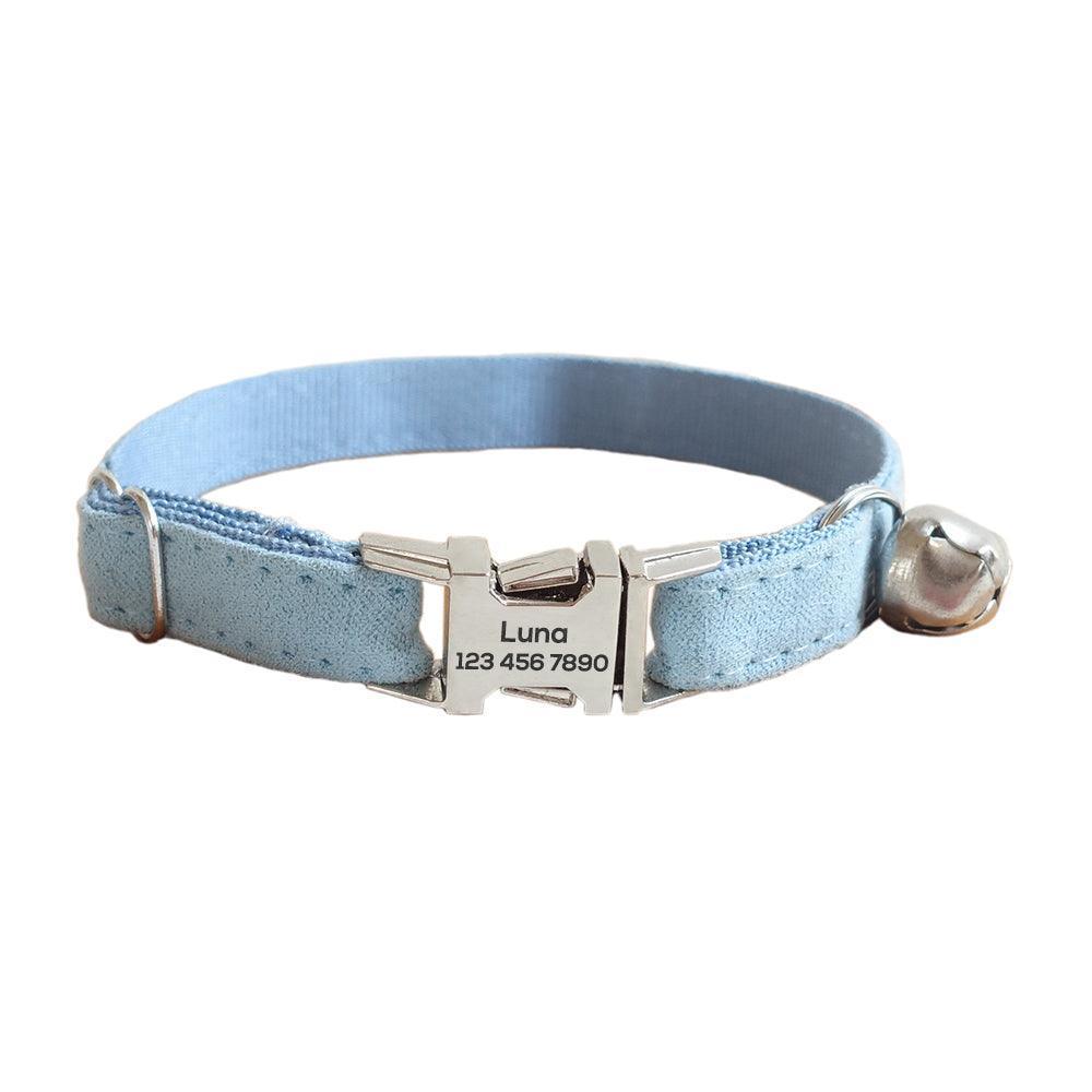 Solid Color Adjustable Personalized Cat Collar With Removable Bell & Bowtie - iTalkPet