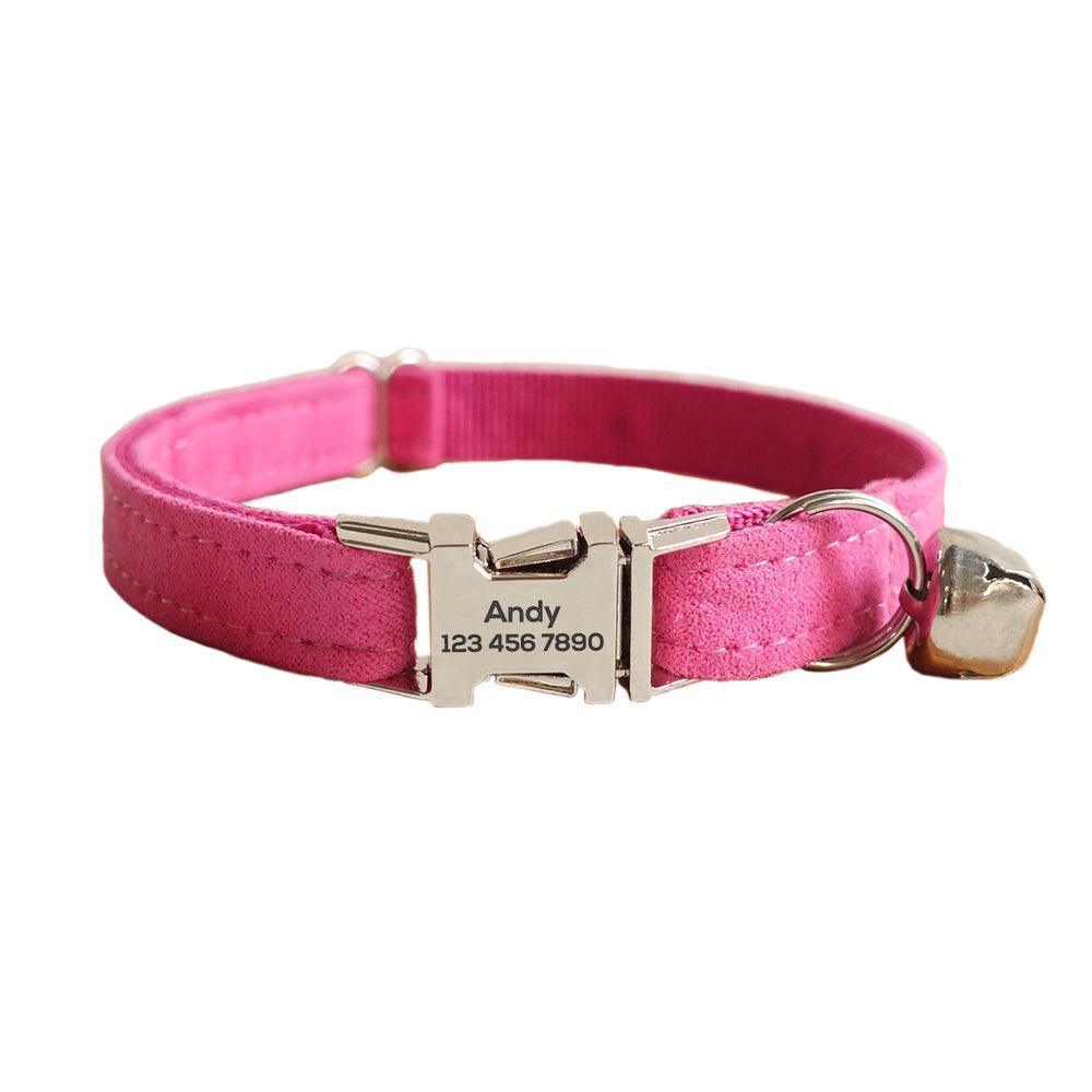 Solid Color Adjustable Personalized Cat Collar With Removable Bell & Bowtie - iTalkPet