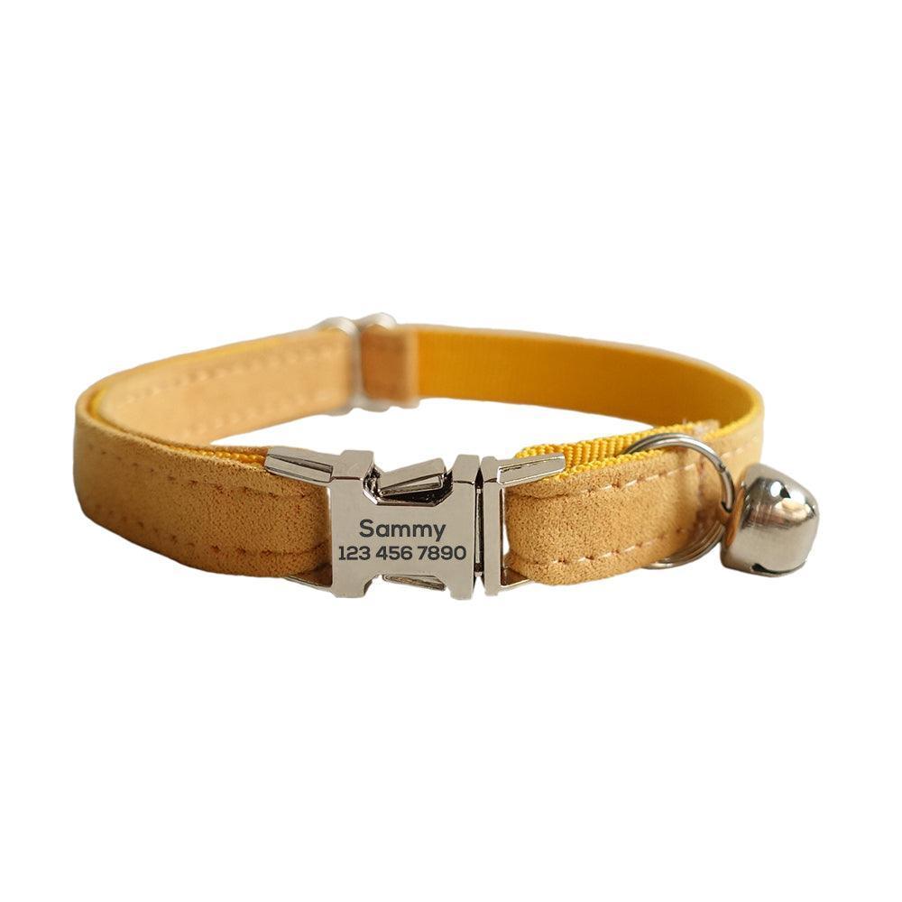 Solid Color Adjustable Personalized Cat Collar With Removable Bell & Bowtie - iTalkPet