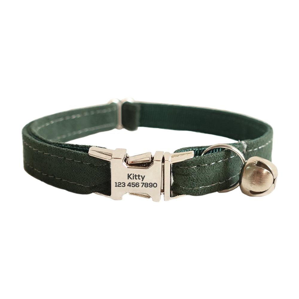Solid Color Adjustable Personalized Cat Collar With Removable Bell & Bowtie - iTalkPet
