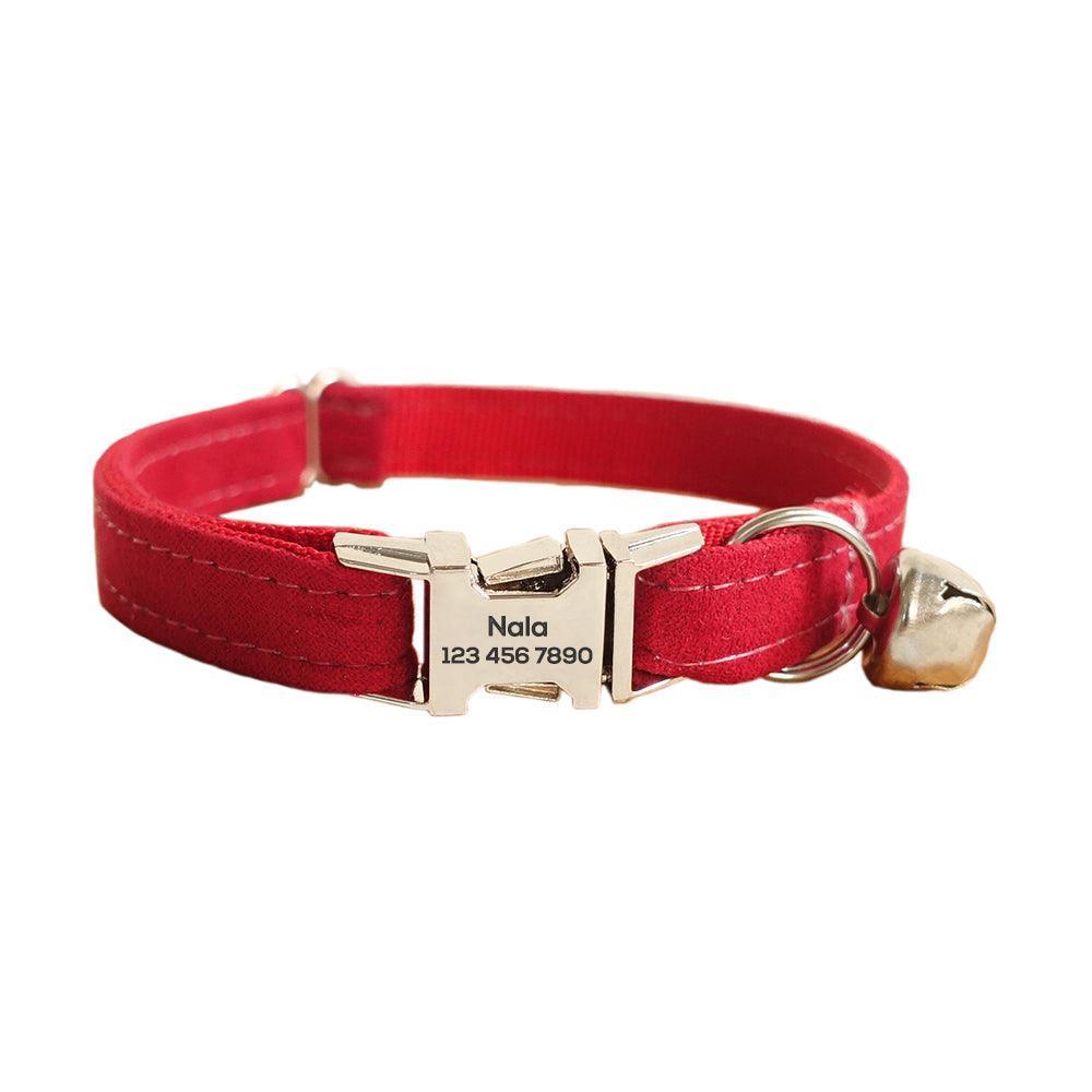 Solid Color Adjustable Personalized Cat Collar With Removable Bell & Bowtie - iTalkPet