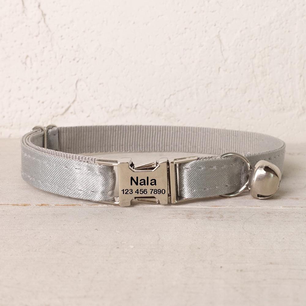 Solid Color Adjustable Personalized Kitten Collar With Bell - iTalkPet