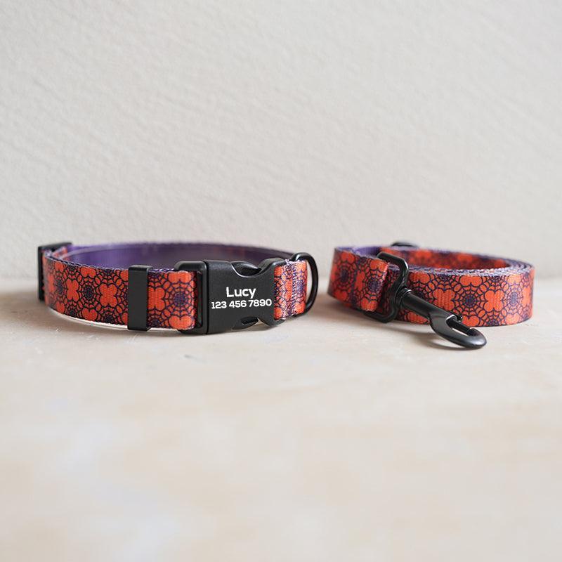 Spider Web Personalized Dog Collar with Leas & Bow tie Set - iTalkPet