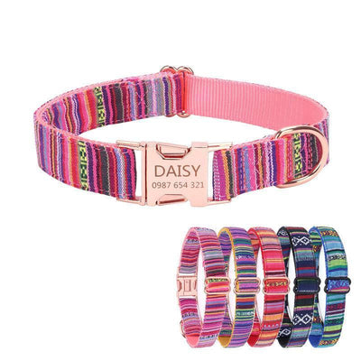 Stripe Modern Adjustable Personalize Dog Collar - iTalkPet