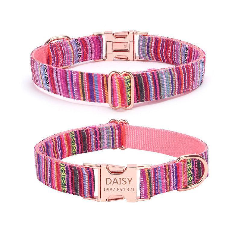 Stripe Modern Adjustable Personalize Dog Collar - iTalkPet