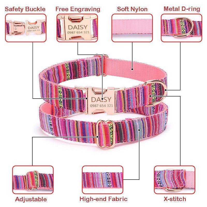 Stripe Modern Adjustable Personalize Dog Collar - iTalkPet