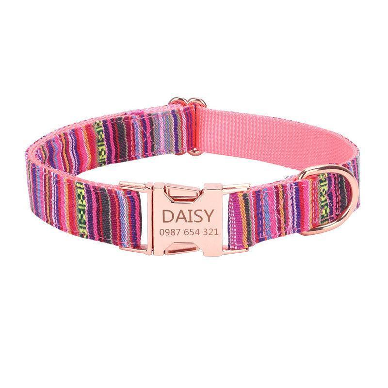 Stripe Modern Adjustable Personalize Dog Collar - iTalkPet