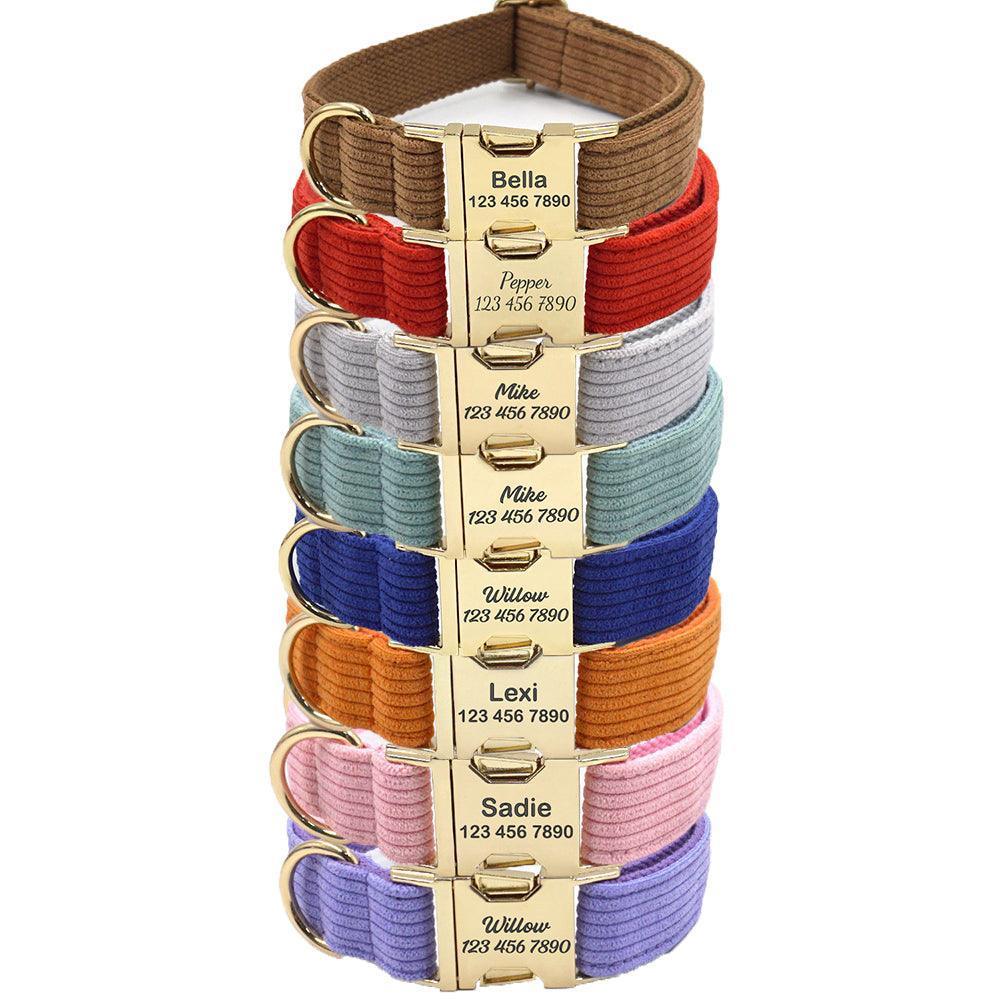 Stripe Velvet Personalized Dog Collar - iTalkPet