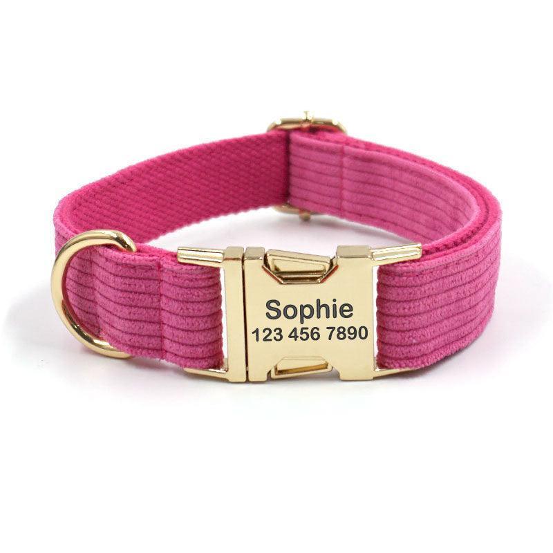 Stripe Velvet Personalized Dog Collar - iTalkPet