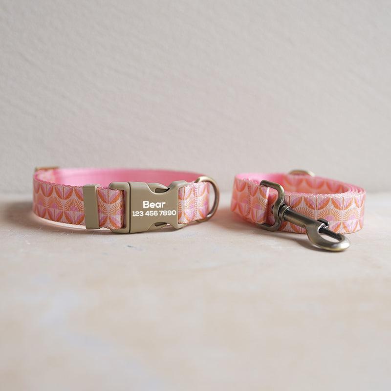 Sunrise Flower Personalized Dog Collar with Leas & Bow tie Set - iTalkPet