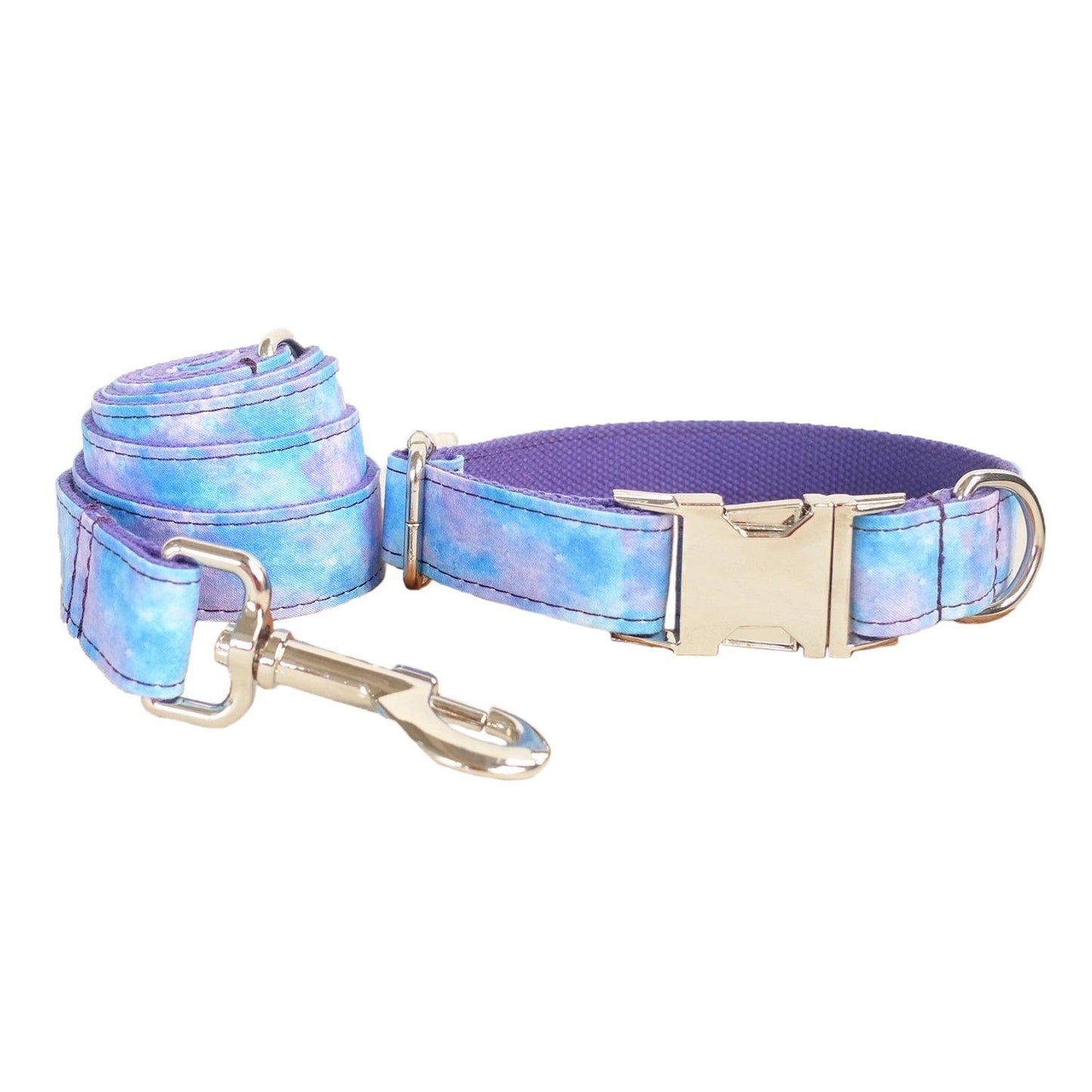 Teal Print Point Soft Personalized Dog Collar Set - iTalkPet