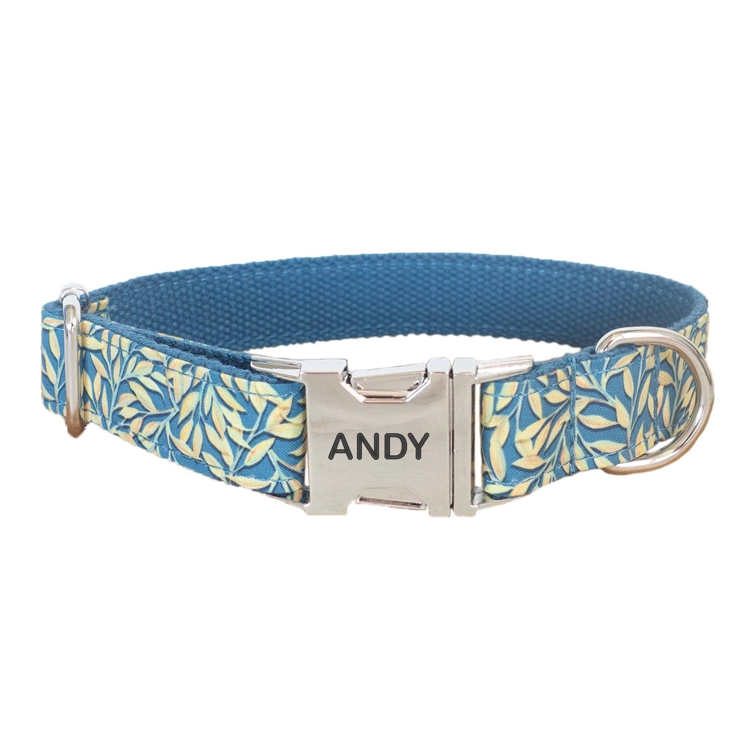Teal Print Point Soft Personalized Dog Collar Set - iTalkPet