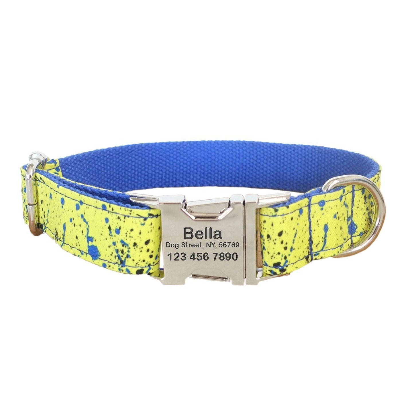 Teal Print Point Soft Personalized Dog Collar Set - iTalkPet