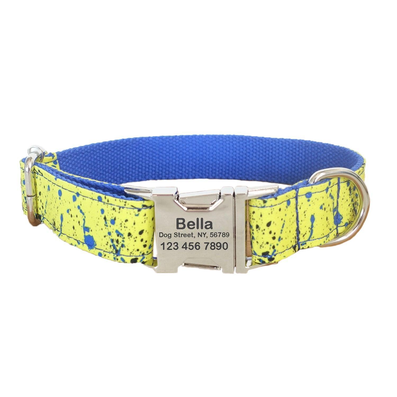 Teal Print Point Soft Personalized Dog Collar Set - iTalkPet