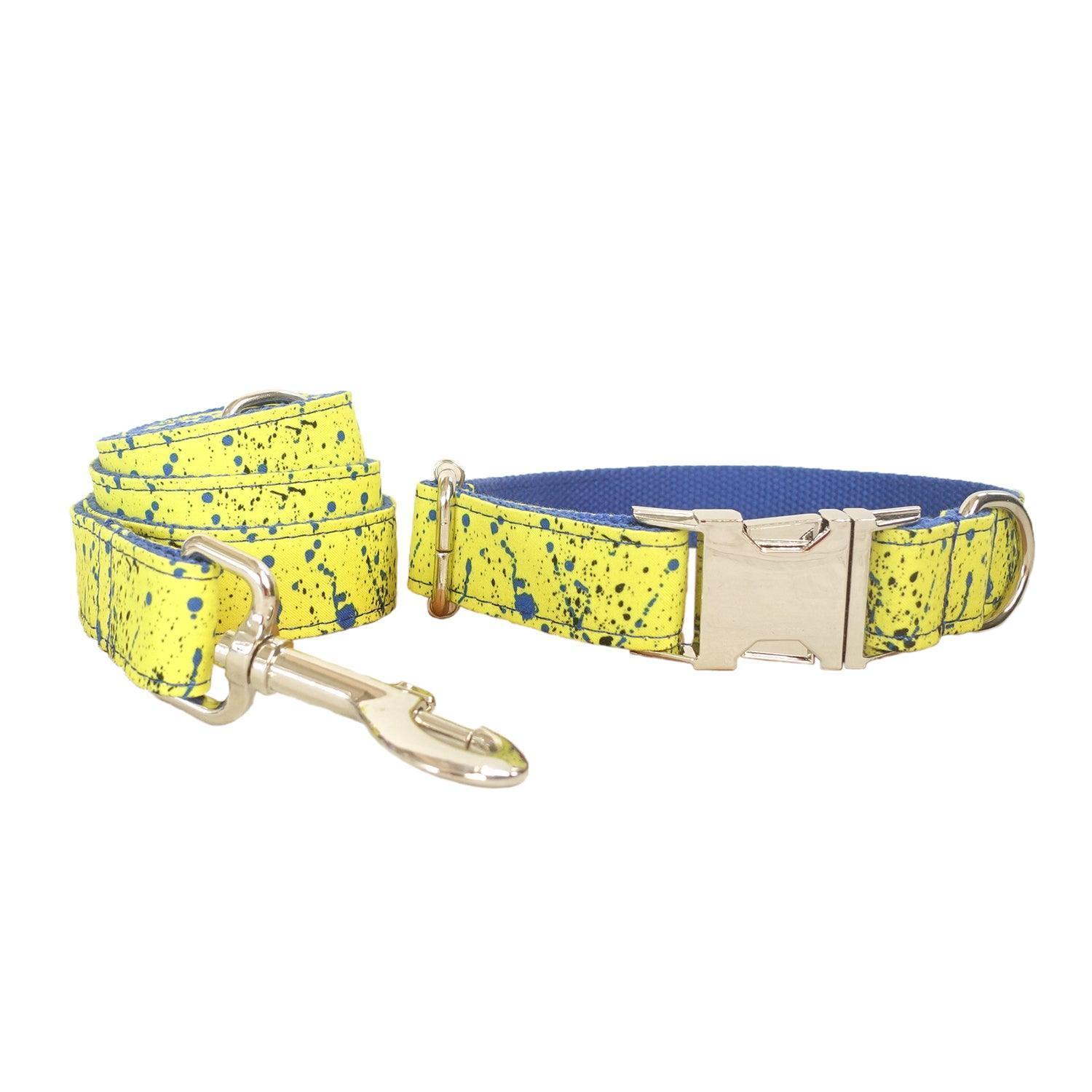 Teal Print Point Soft Personalized Dog Collar Set - iTalkPet